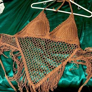 Brown Mesh top, size M/L